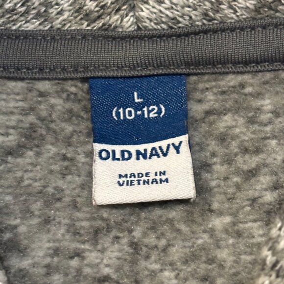 🏷️ Old Navy Youth L (10-12) Gray Heathered Shawl Collar Fleece Pullover Sweater - Picture 5 of 8